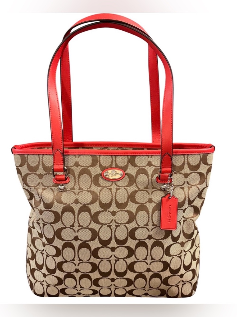 COACH NWT SIGNATURE ZIP TOP TOTE BAG
